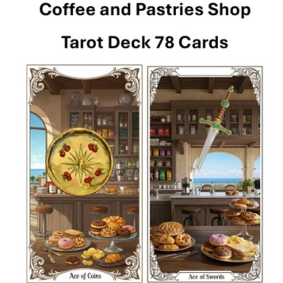 Coffee and pastries shop  tarot deck 78 cards - Picture 1 of 2